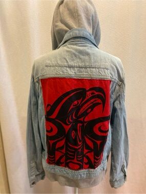 Sand & Stone Denim Jacket with Red & Black Tribal Back Panel